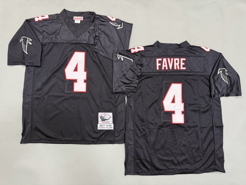Men 2025 Atlanta Falcons #4 Favre black Throwback Limited NFL Jersey style 001->atlanta falcons->NFL Jersey